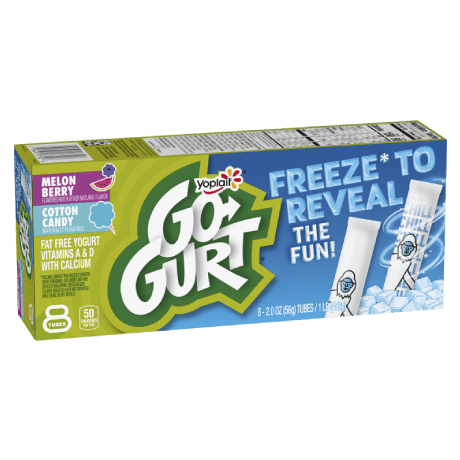 Go-GURT 8 Count Cotton Candy & Melon Berry Yogurt Tubes, front of product.