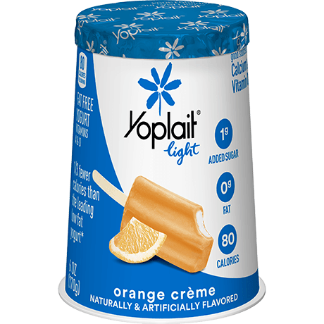 Yoplait Light Single Serve Orange Crème Yogurt, front of product.