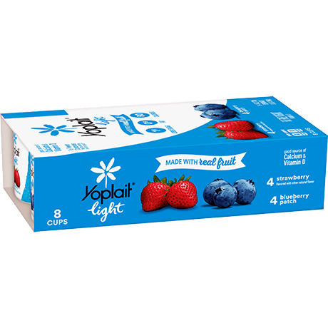 Yoplait Light 8 Count Strawberry & Blueberry Patch, front of product.