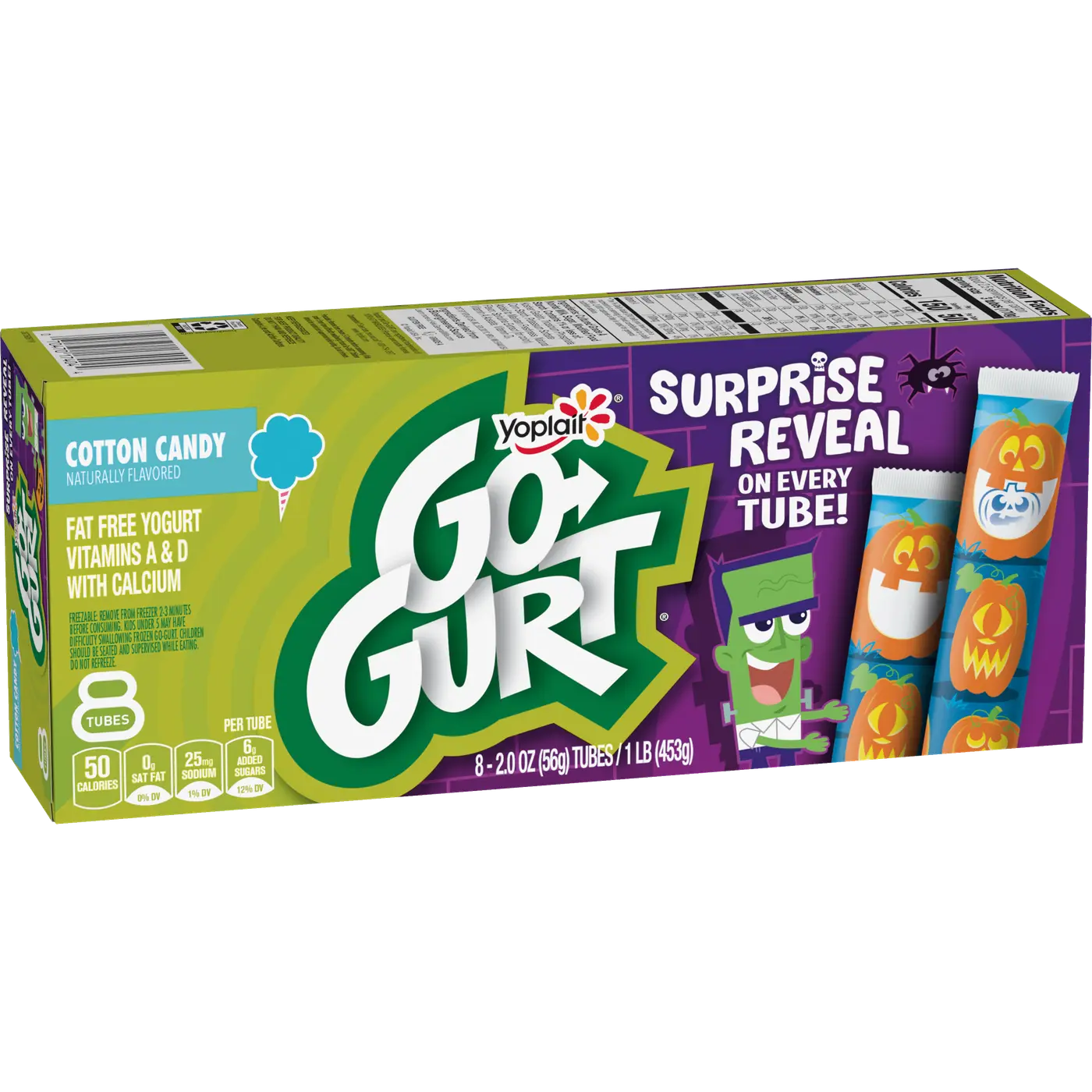 Go-GURT Cotton Candy Kids Fat Free Yogurt, Gluten Free, 2 oz Yogurt Tubes (8 Count), front of package