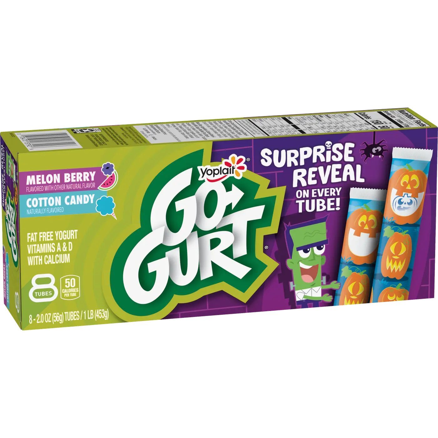 Go-GURT Melon Berry and Cotton Candy Kids Fat Free Yogurt Variety Pack, Gluten Free, 2 oz Yogurt Tubes (8 Count), front of package