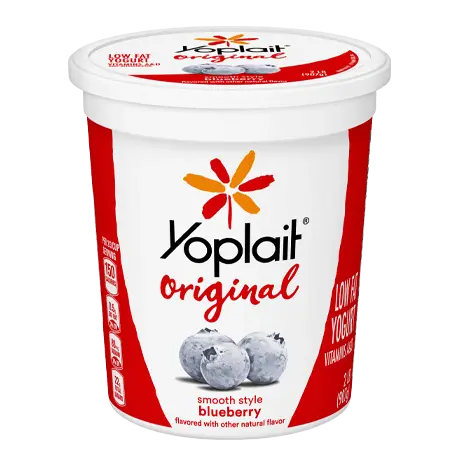 Yoplait Original Tub Blueberry Yogurt, front of product.