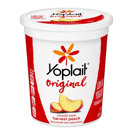Yoplait Original Tub Harvest Peach Yogurt, front of product.
