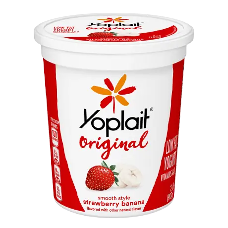 Yoplait Original Tub Strawberry Banana Yogurt, front of product.