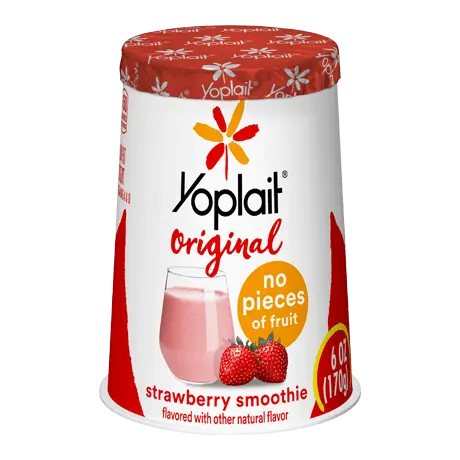 Yoplait Original Single Serve Strawberry Smoothie Yogurt, front of product.