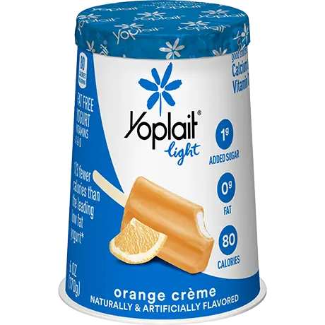 Yoplait Light Single Serve Orange Crème Yogurt, front of product.