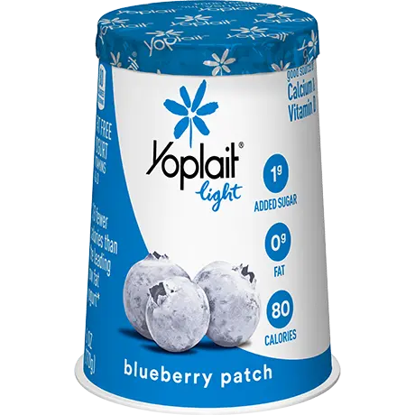 Yoplait Light Single Serve Blueberry Patch Yogurt, front of product.