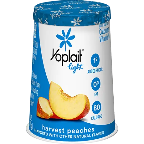 Yoplait Light Single Serve Harvest Peach Yogurt, front of product.