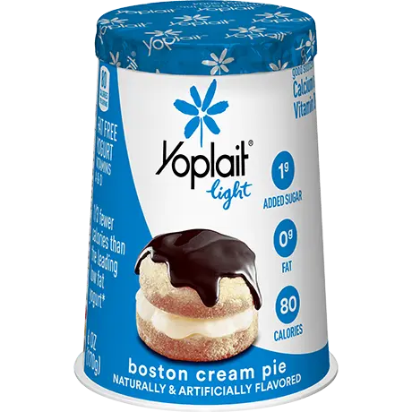 Yoplait Light Single Serve Boston Cream Pie Yogurt, front of product.