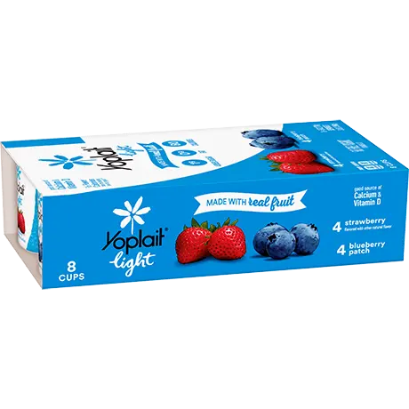 Yoplait Light 8 Count Strawberry & Blueberry Patch, front of product.