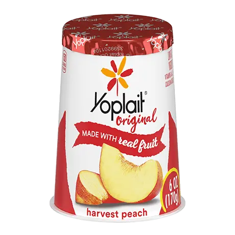 Yoplait Original Single Serve Harvest Peach Yogurt, front of product.