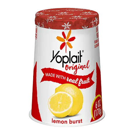 Yoplait Original Single Serve Lemon Burst Yogurt, front of product.