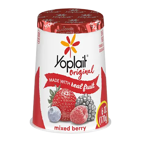Yoplait Original Single Serve Mixed Berry Yogurt, front of product.