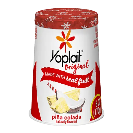 Yoplait Original Single Serve Piña Colada Yogurt, front of product.