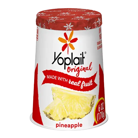Yoplait Original Single Serve Pineapple Yogurt, front of product.