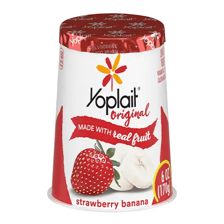 Yoplait Original Single Serve Strawberry Banana Yogurt, front of product.