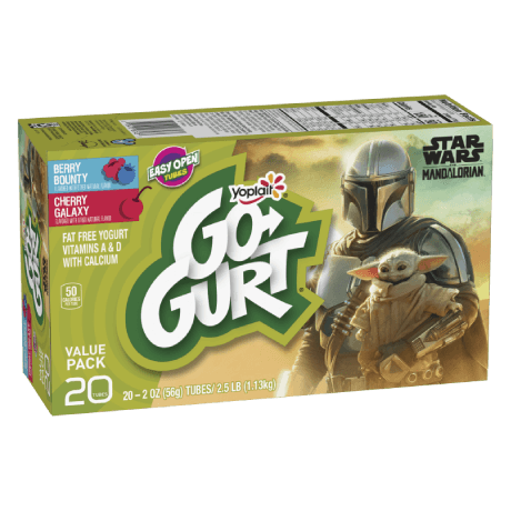Yoplait Go-GURT 20 Count Berry and Cherry Yogurt Tubes, front of product.