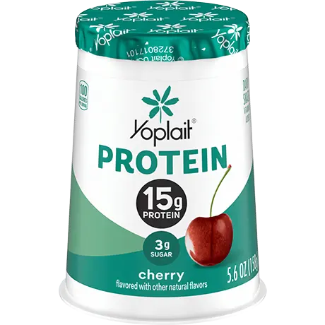 Yoplait protein cherry yogurt single serve, front of package